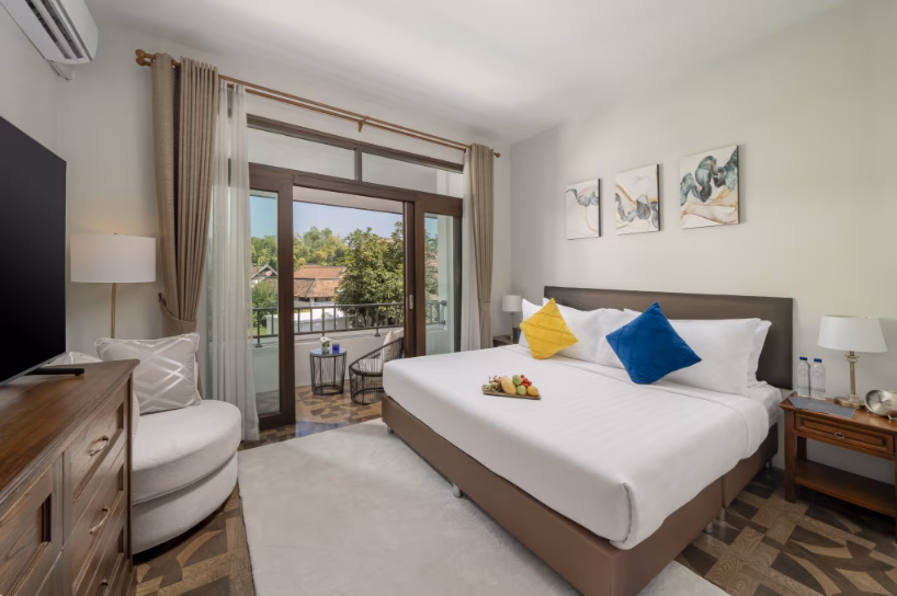 bedroom bed balcony view