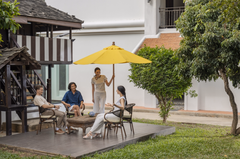 under yellow umbrella 4pax